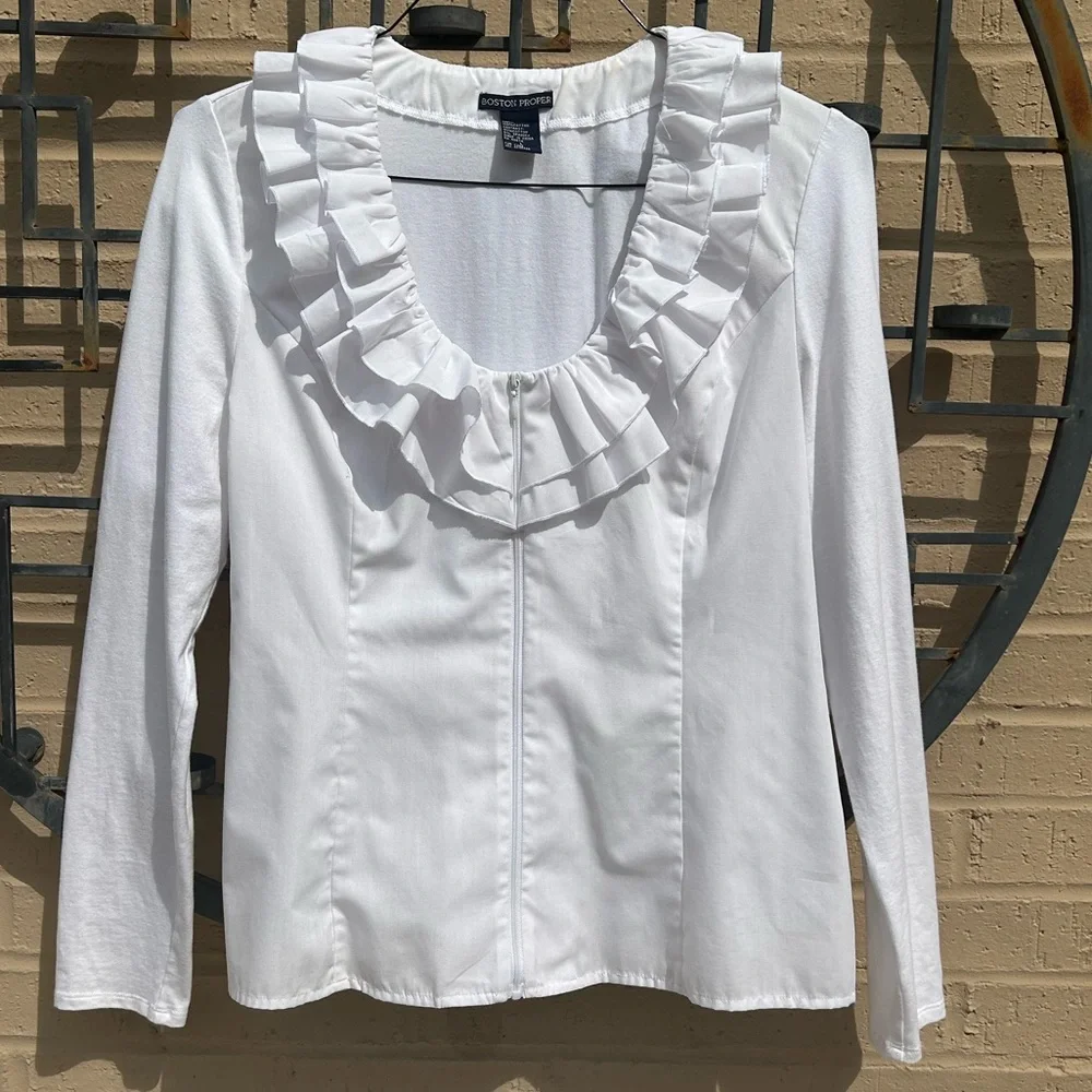 Boston Proper Ruffle Blouse - Picture 2 of 5